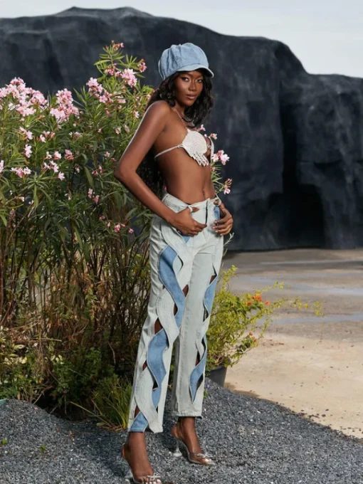 Pants & Shorts*Mew Mews Fashion Mehetabel Cutout Denim Pants In Light Blue