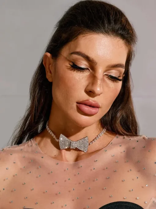 Necklaces*Mew Mews Fashion Melrose Bow Crystal Choker