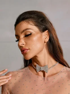 Necklaces*Mew Mews Fashion Melrose Bow Crystal Choker