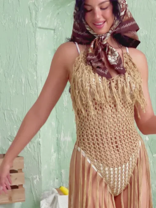 Cover-ups | Swimwear*Mew Mews Fashion Melvina Knit Fringe Cover Up Dress