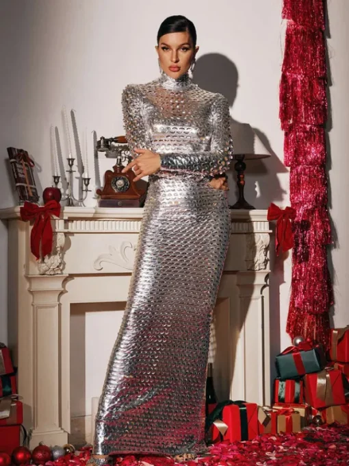 Dresses | Maxi Dresses*Mew Mews Fashion Mercy Long Sleeve Cutout Maxi Dress In Silver