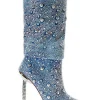 Shoes*Mew Mews Fashion Mia Rhinestone Glitter Denim Boots