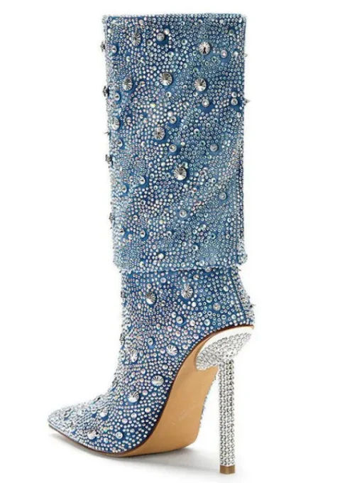Shoes*Mew Mews Fashion Mia Rhinestone Glitter Denim Boots