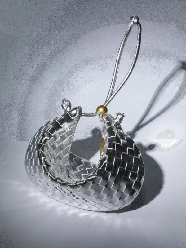 Bags*Mew Mews Fashion Midge Woven Drawstring Bag In Silver