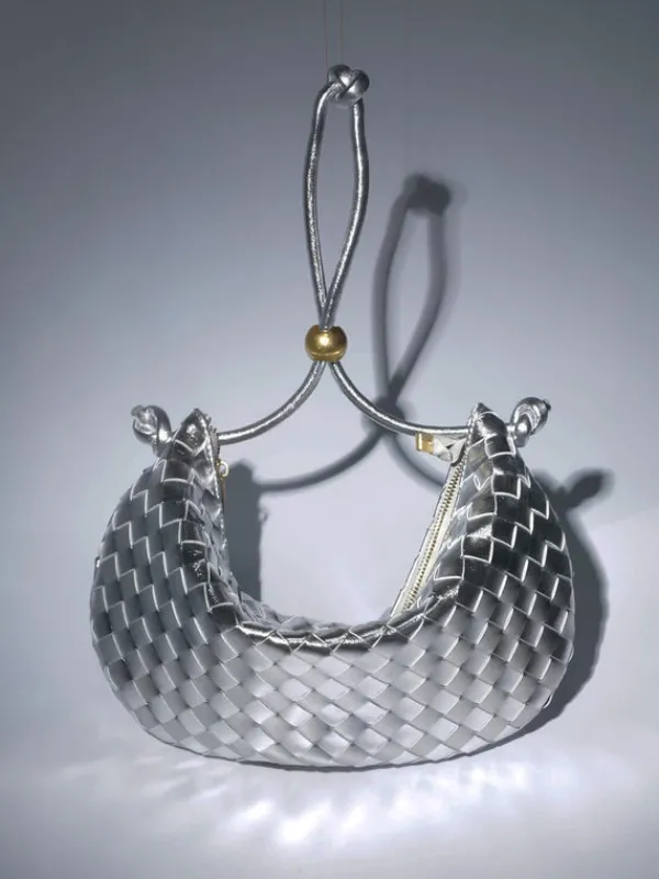 Bags*Mew Mews Fashion Midge Woven Drawstring Bag In Silver