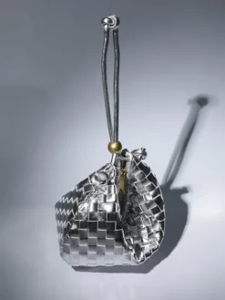 Bags*Mew Mews Fashion Midge Woven Drawstring Bag In Silver