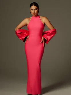 Dresses | Maxi Dresses*Bandage Milada Bow Split Dress In Pink