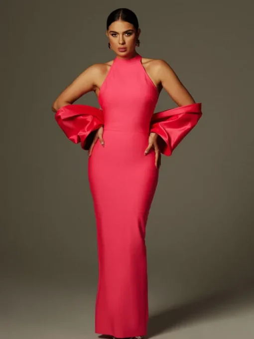 Dresses | Maxi Dresses*Bandage Milada Bow Split Dress In Pink