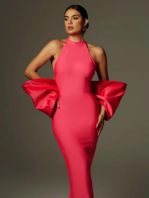 Dresses | Maxi Dresses*Bandage Milada Bow Split Dress In Pink