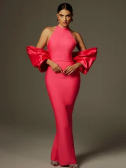 Dresses | Maxi Dresses*Bandage Milada Bow Split Dress In Pink