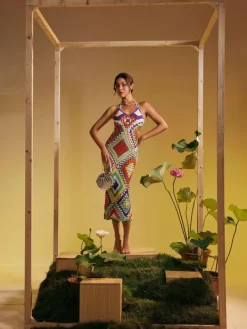 Cover-ups | Swimwear*Mew Mews Fashion Monroe Spaghetti Printed Hollow Knitted Dress