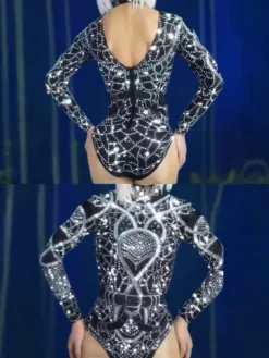 Bodysuits | Tops*Embellishment Myxandor High Neck Rhinestone Bodysuit