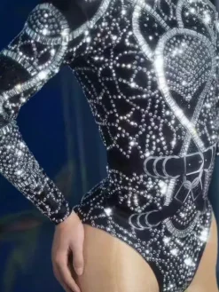 Bodysuits | Tops*Embellishment Myxandor High Neck Rhinestone Bodysuit