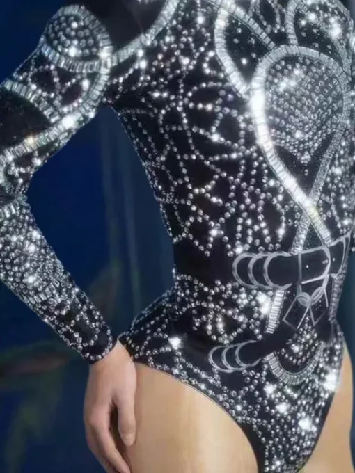 Bodysuits | Tops*Embellishment Myxandor High Neck Rhinestone Bodysuit