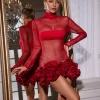 Dresses | Mini Dresses*Mew Mews Fashion Nairi Long Sleeve Flower Mesh Mini Dress