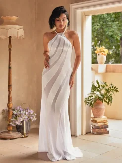 Dresses | Maxi Dresses*Mew Mews Fashion Narwani Halterneck Satin Maxi Dress