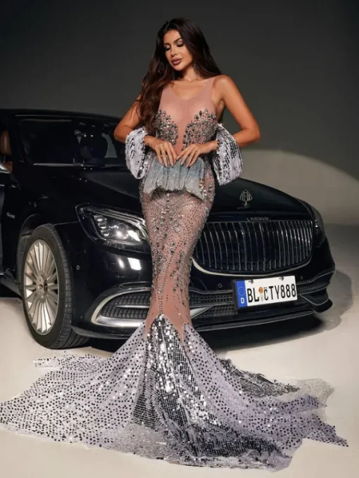 Dresses | Maxi Dresses*Jiu Bajia O/S Nasima Rhinestone Mermaid Maxi Dress