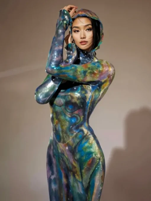 Embellishment | Dresses*Embellishment Nebraska Ombre Long Sleeve Hooded Maxi Dress In Blue
