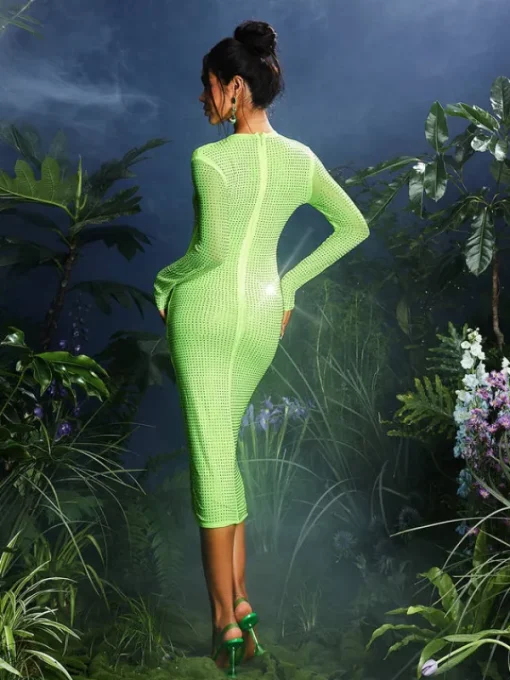 Dresses | Midi Dresses*Mew Mews Fashion Neriah Crystal Embellished Midi Dress In Green