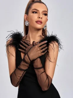 Gloves*Mew Mews Fashion O/S Nia Tulle Gloves In Black