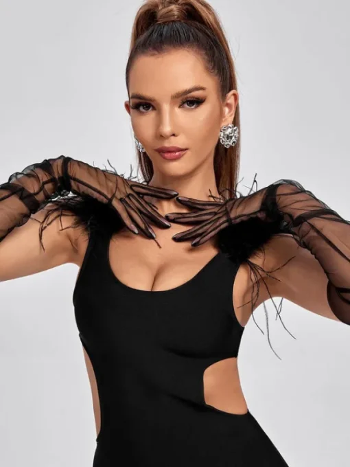 Gloves*Mew Mews Fashion O/S Nia Tulle Gloves In Black