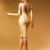 Dresses | Midi Dresses*Bandage Nina Printed Plunge Reversible Midi Dress In Gold