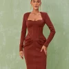 Dresses | Midi Dresses*Mew Mews Fashion Noelani Long Sleeve Corset Midi Dress