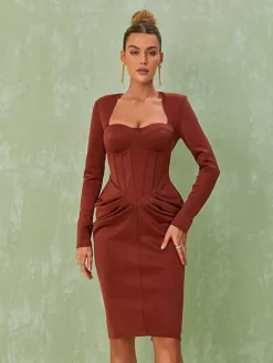 Dresses | Midi Dresses*Mew Mews Fashion Noelani Long Sleeve Corset Midi Dress