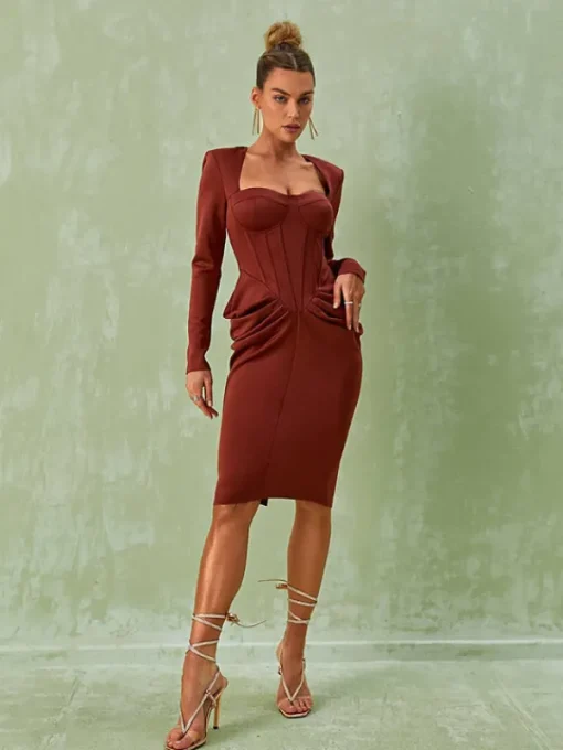 Dresses | Midi Dresses*Mew Mews Fashion Noelani Long Sleeve Corset Midi Dress