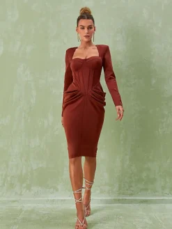 Dresses | Midi Dresses*Mew Mews Fashion Noelani Long Sleeve Corset Midi Dress