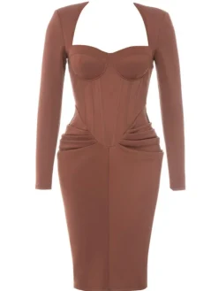 Dresses | Midi Dresses*Mew Mews Fashion Noelani Long Sleeve Corset Midi Dress
