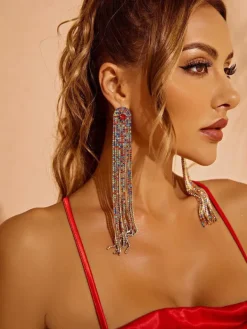 Earrings*Mew Mews Fashion Nola Multi Diamante Tassel Earrings