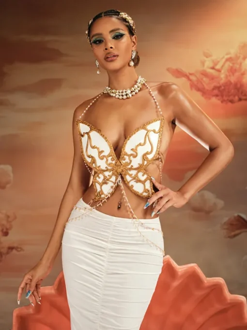 Armor Tops | Tops*Mew Mews Fashion O/S Novalise Halterneck Butterfly Armor Top