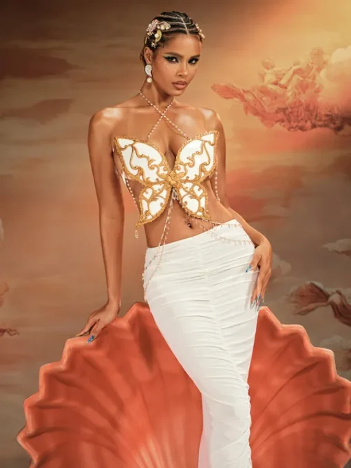 Armor Tops | Tops*Mew Mews Fashion O/S Novalise Halterneck Butterfly Armor Top