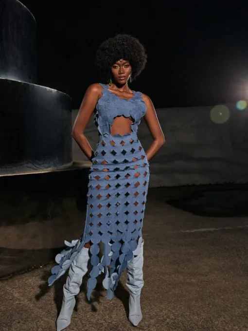 Dresses | Maxi Dresses*Mew Mews Fashion Nyx Circle Cutout Fringe Denim Maxi Dress