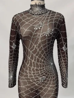Jumpsuits & Romper | Embellishment*Embellishment Octavia Cobweb Print Embellished Jumpsuit In Chocolate