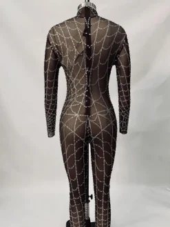 Jumpsuits & Romper | Embellishment*Embellishment Octavia Cobweb Print Embellished Jumpsuit In Chocolate