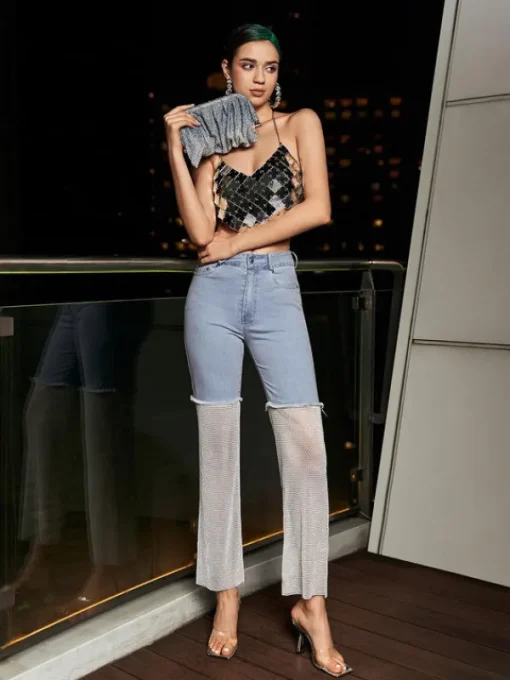 Pants & Shorts*Mew Mews Fashion Odelia Mesh Denim Pants In White