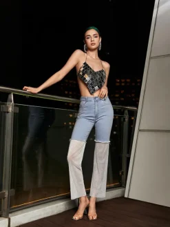 Pants & Shorts*Mew Mews Fashion Odelia Mesh Denim Pants In White