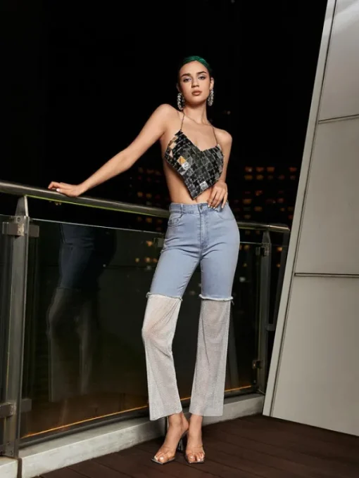 Pants & Shorts*Mew Mews Fashion Odelia Mesh Denim Pants In White