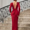 Dresses | Maxi Dresses*Mew Mews Fashion Ofir V Neck Ruched Maxi Dress In Wine