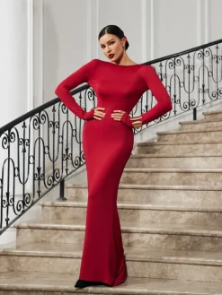 Dresses | Maxi Dresses*Mew Mews Fashion Ofir V Neck Ruched Maxi Dress In Wine