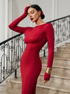 Dresses | Maxi Dresses*Mew Mews Fashion Ofir V Neck Ruched Maxi Dress In Wine