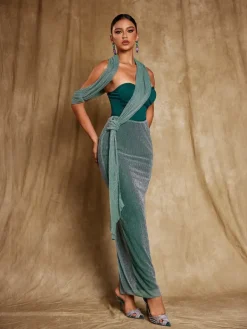 Dresses*Bandage Omilaní Strapless Patchwork Maxi Dress