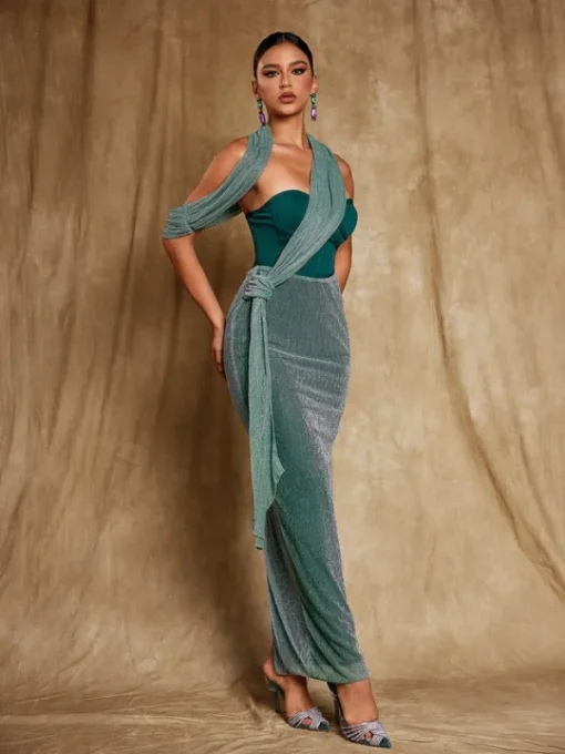 Dresses*Bandage Omilaní Strapless Patchwork Maxi Dress