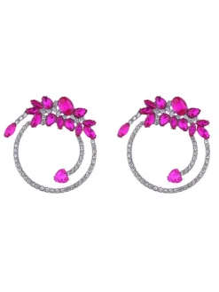 Earrings*Mew Mews Fashion Opal Crystal Circle Earrings
