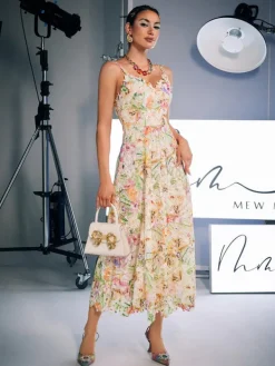 Dresses | Midi Dresses*Mew Mews Fashion Ornan Floral Embroidered Midi Dress