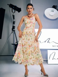 Dresses | Midi Dresses*Mew Mews Fashion Ornan Floral Embroidered Midi Dress