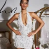 Dresses | Mini Dresses*Mew Mews Fashion Osanya Plunge Neck Fringe Mini Dress