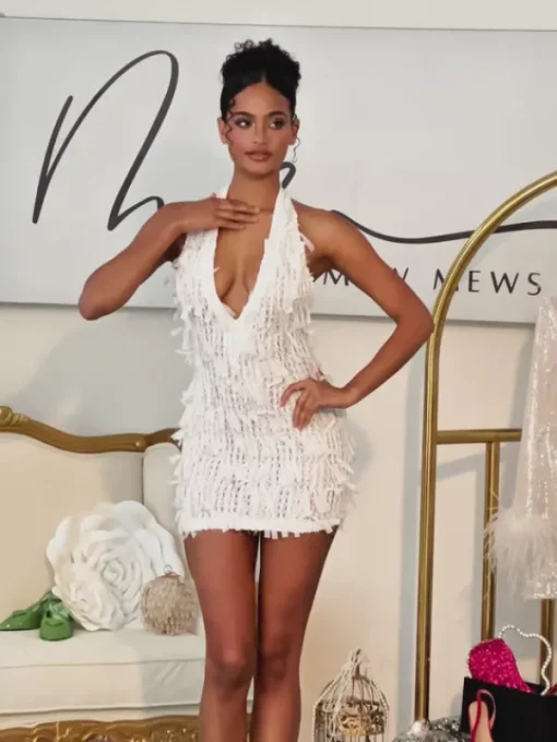 Dresses | Mini Dresses*Mew Mews Fashion Osanya Plunge Neck Fringe Mini Dress